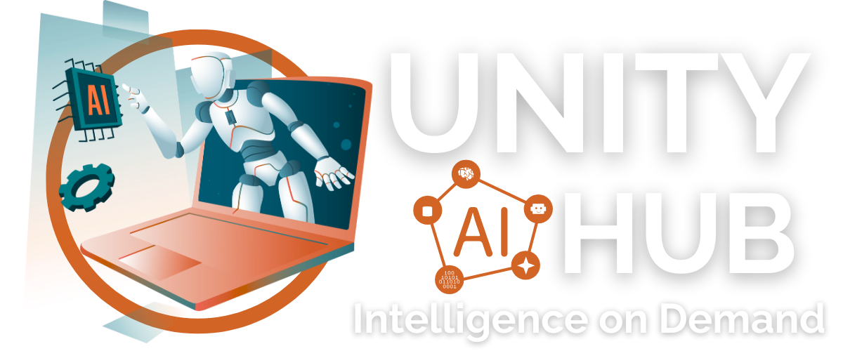 Unity Ai Hub landscape 2 white logo